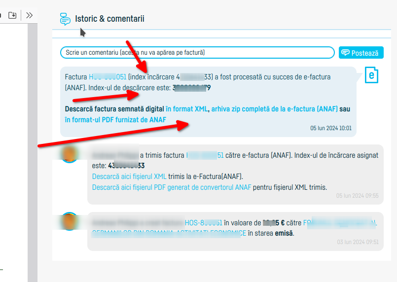 Cum verifici transmiterea la eFactura - pasul 7