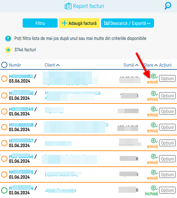 Cum verifici transmiterea la eFactura - pasul 2