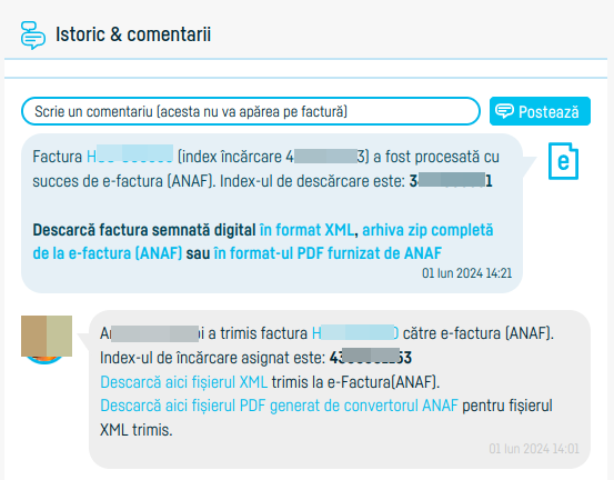 Cum verifici transmiterea la eFactura - pasul 7