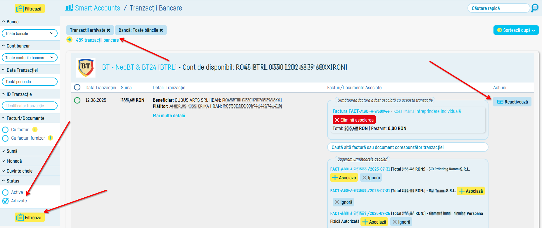 Asocierea automată a tranzacțiilor bancare cu facturile - pasul 4