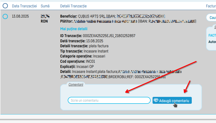 Asocierea automată a tranzacțiilor bancare cu facturile - pasul 5