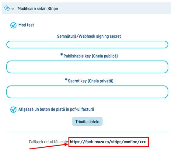 Integrarea cu Stripe - pasul 2