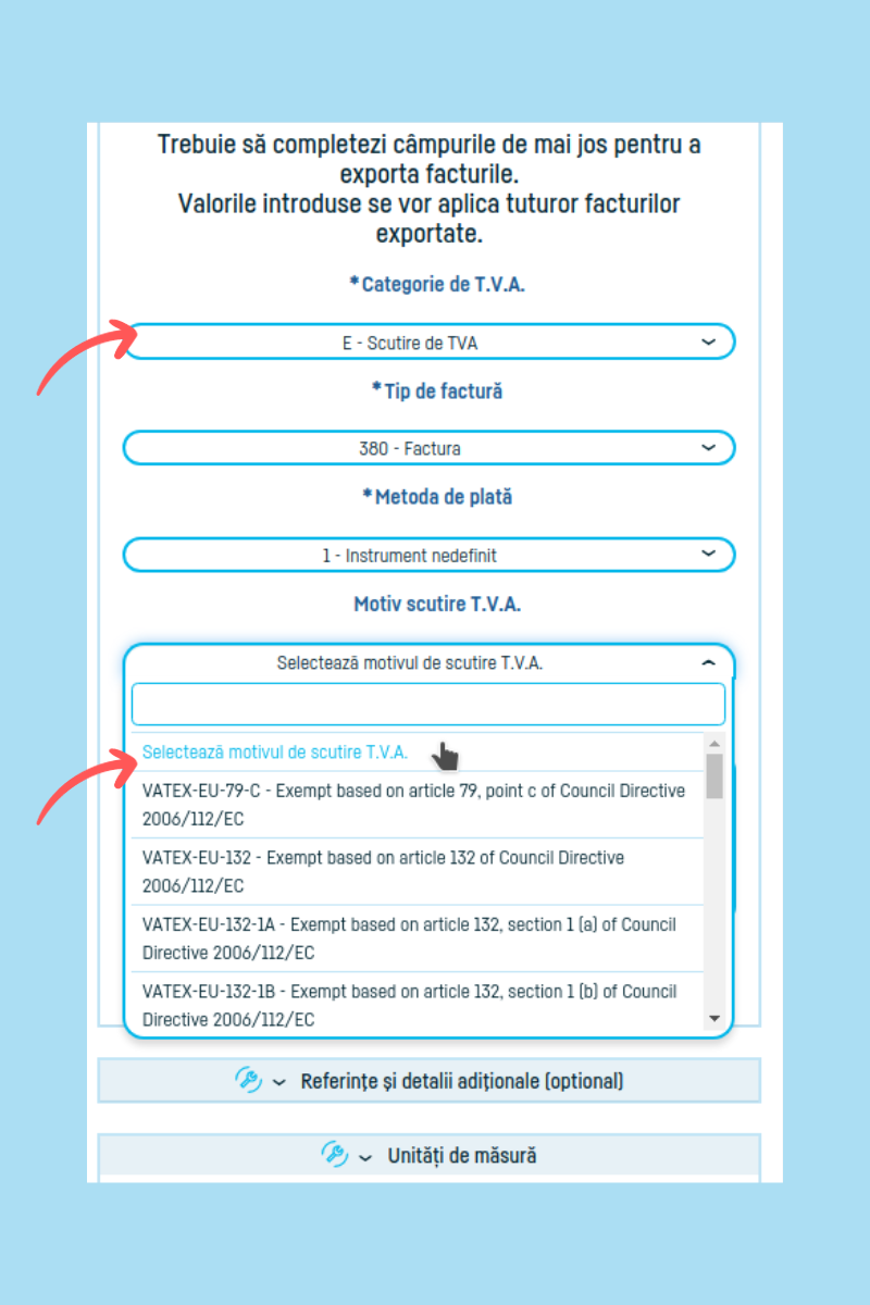Descărcare facturi multiple în format e-factura - pasul 4