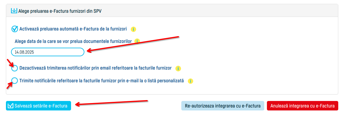 Cum activezi preluarea automată din SPV a e-Facturilor  - pasul 3